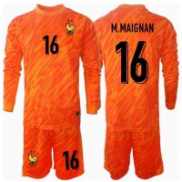 Maglia Calcio Francia Mike Maignan #16 Portiere Seconda Divisa Bambino Europei 2024 Manica Lunga (+ pantaloncini)